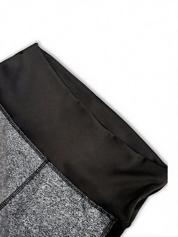 High-Waisted Colorblock Pocket Fitness Yoga Leggings-Black