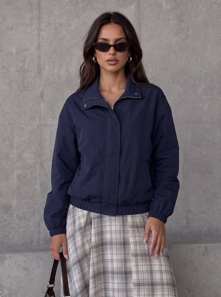 Oversized Mock Neck Zip Up Jacket