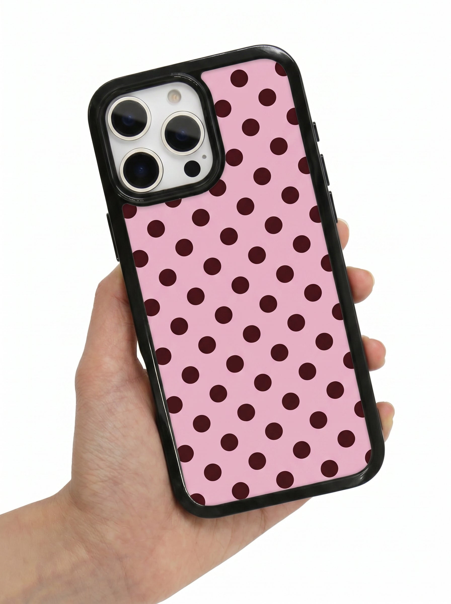 Pink Polka Dot Clear Shockproof Acrylic Phone Case