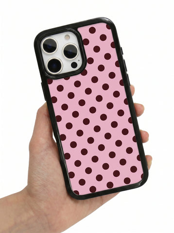 Pink Polka Dot Clear Shockproof Acrylic Phone Case