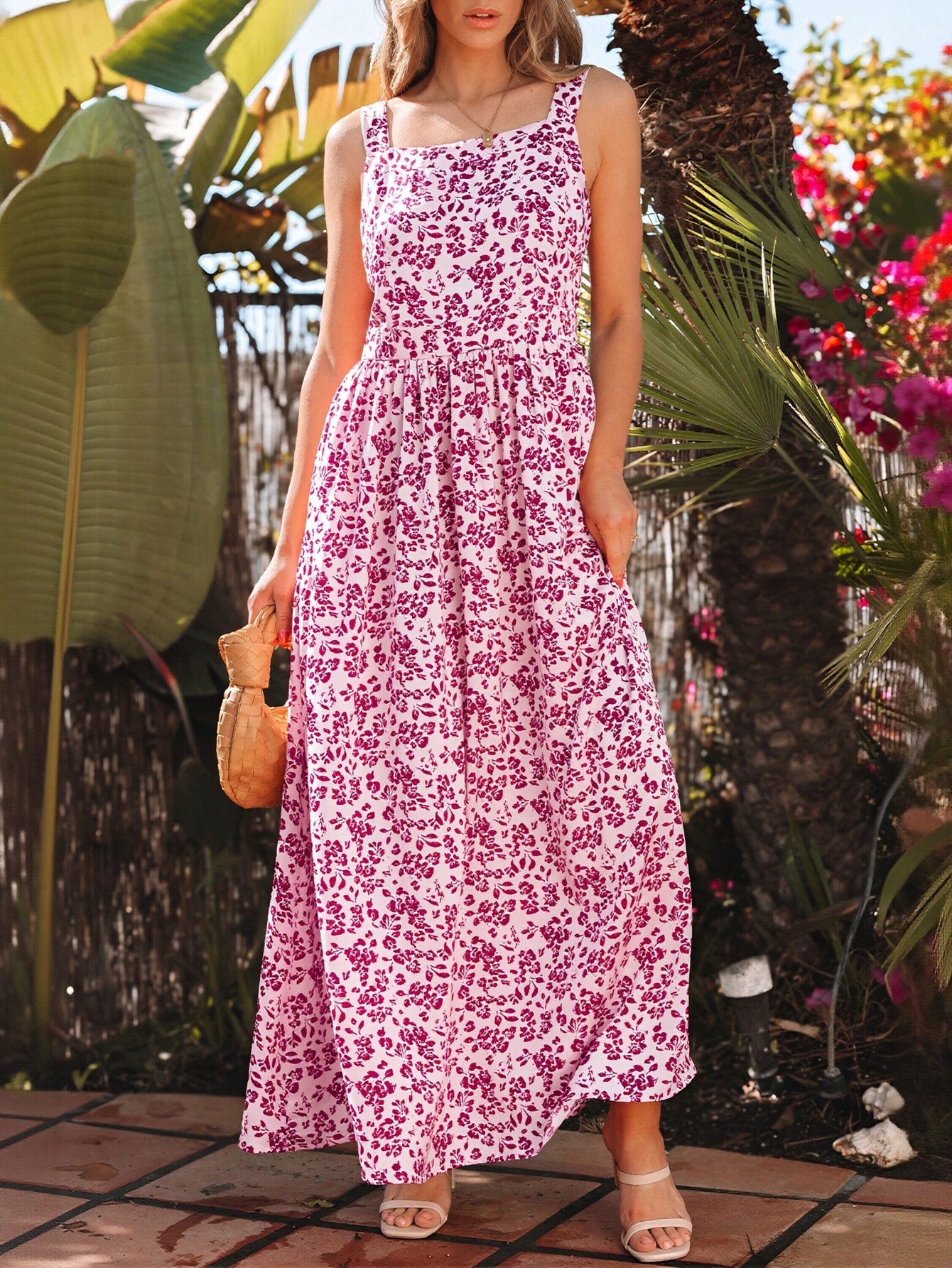 Floral Pockets Maxi Dress