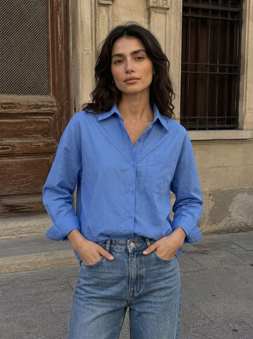 Classic Collar Long Sleeve Chest Pocket Classic Shirt