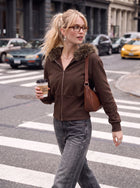 Faux Fur Trim Zip Hoodie