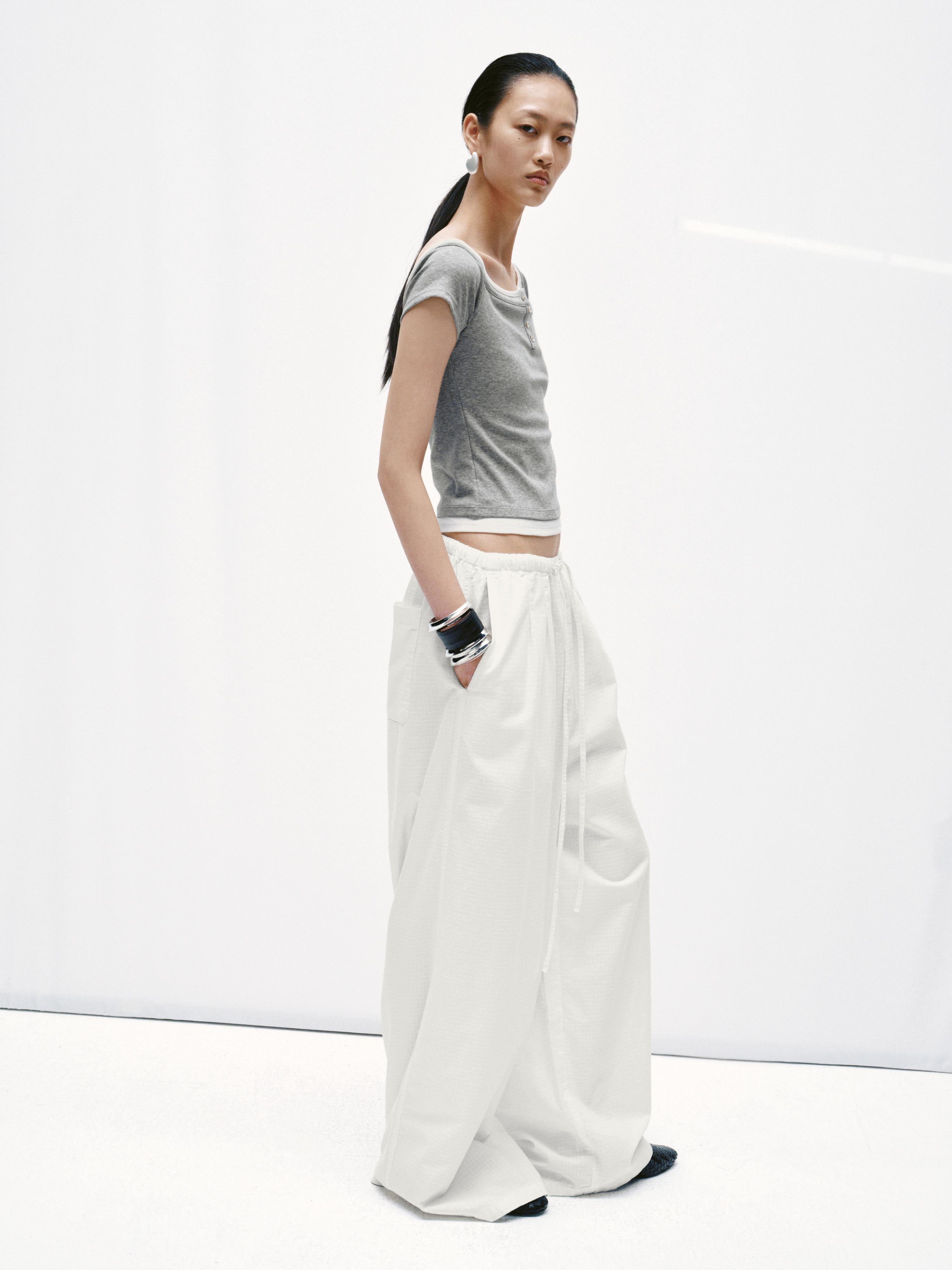 Drawstring Wide Leg Jeans