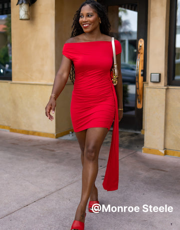 Off Shoulder Draped Side Sexy Mini Dress