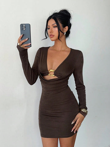 Cutout Metal Ring Bodycon Mini Dress