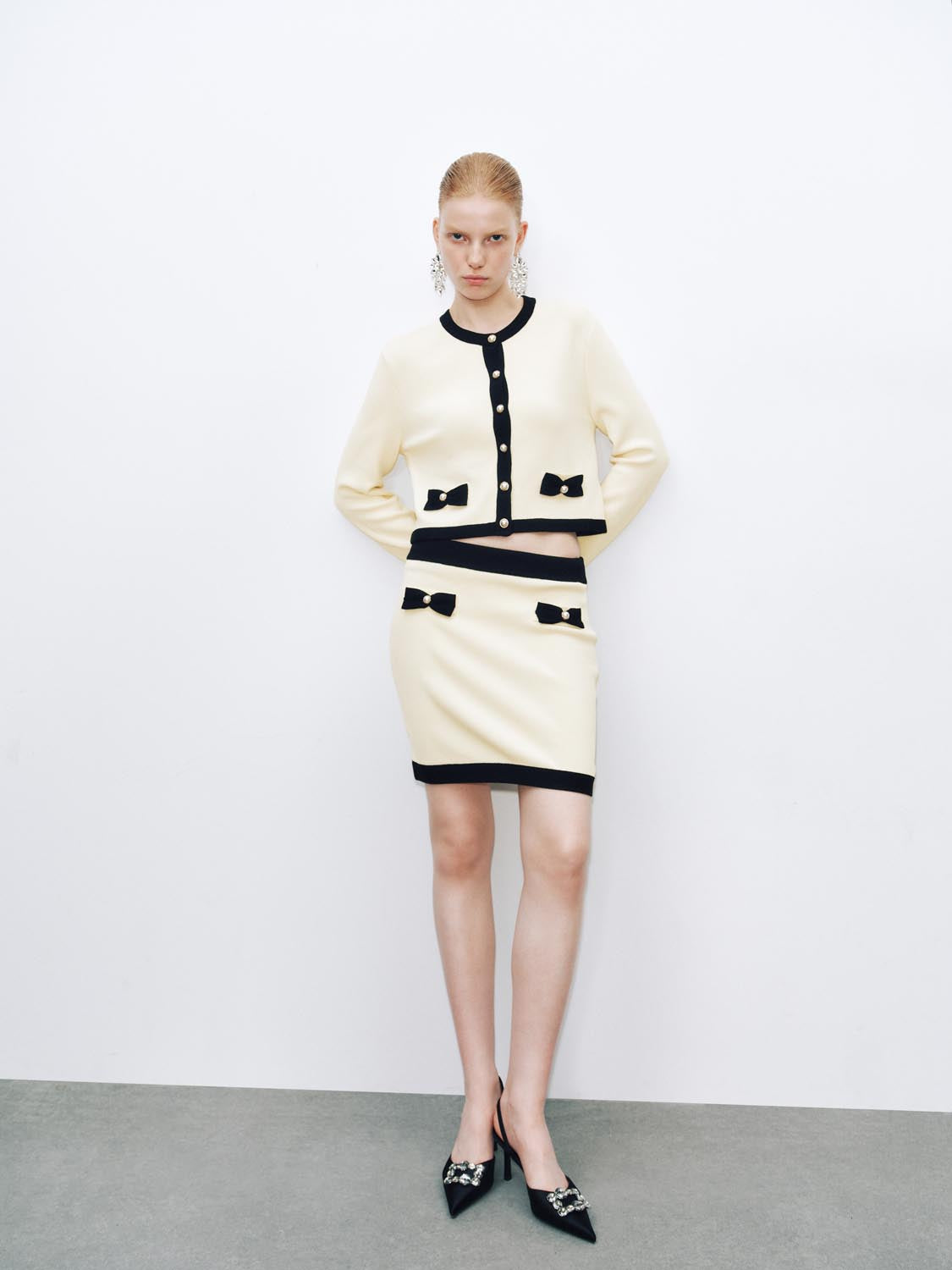 Urban Revivo Knitted Mini Skirts-Nude Beige