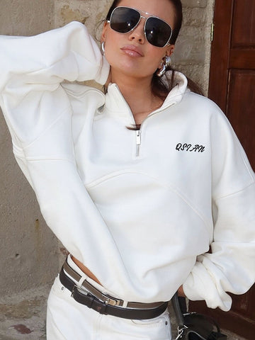 Oversized Half Zip Graphic Sweatshirt