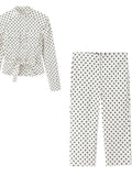 Polka Dot Belted Pants Set