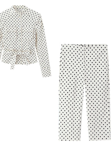 Polka Dot Belted Pants Set