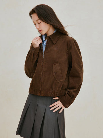 Embroidered Corduroy Casual Bomber Jacket
