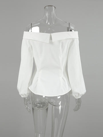 Elegant Off Shoulder Button Down Shirt
