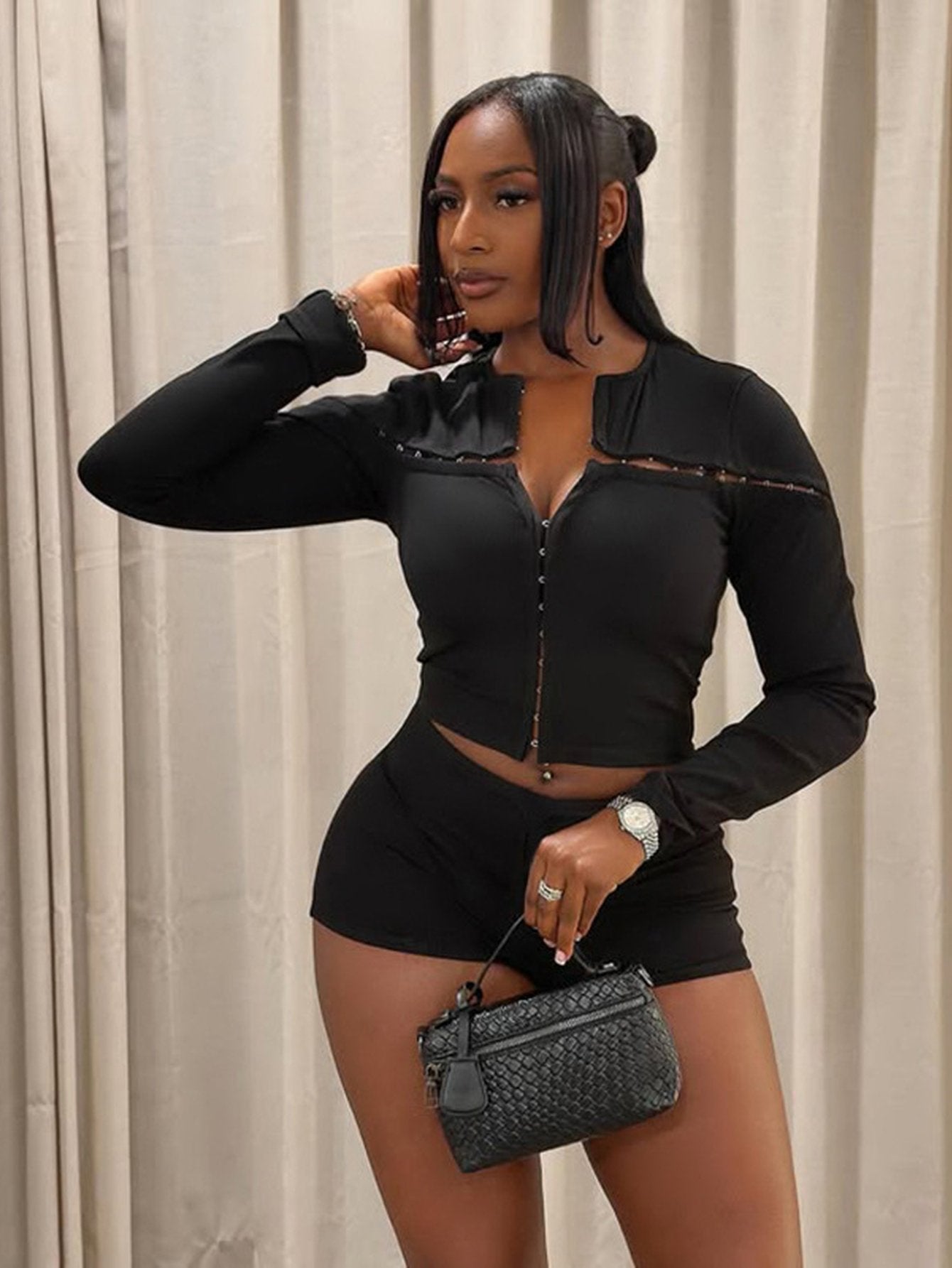 Slim Fit Hook Eye Short Set
