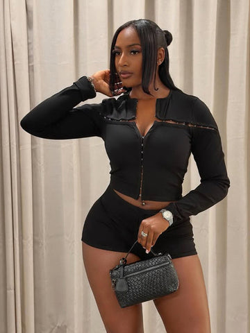 Slim Fit Hook Eye Short Set