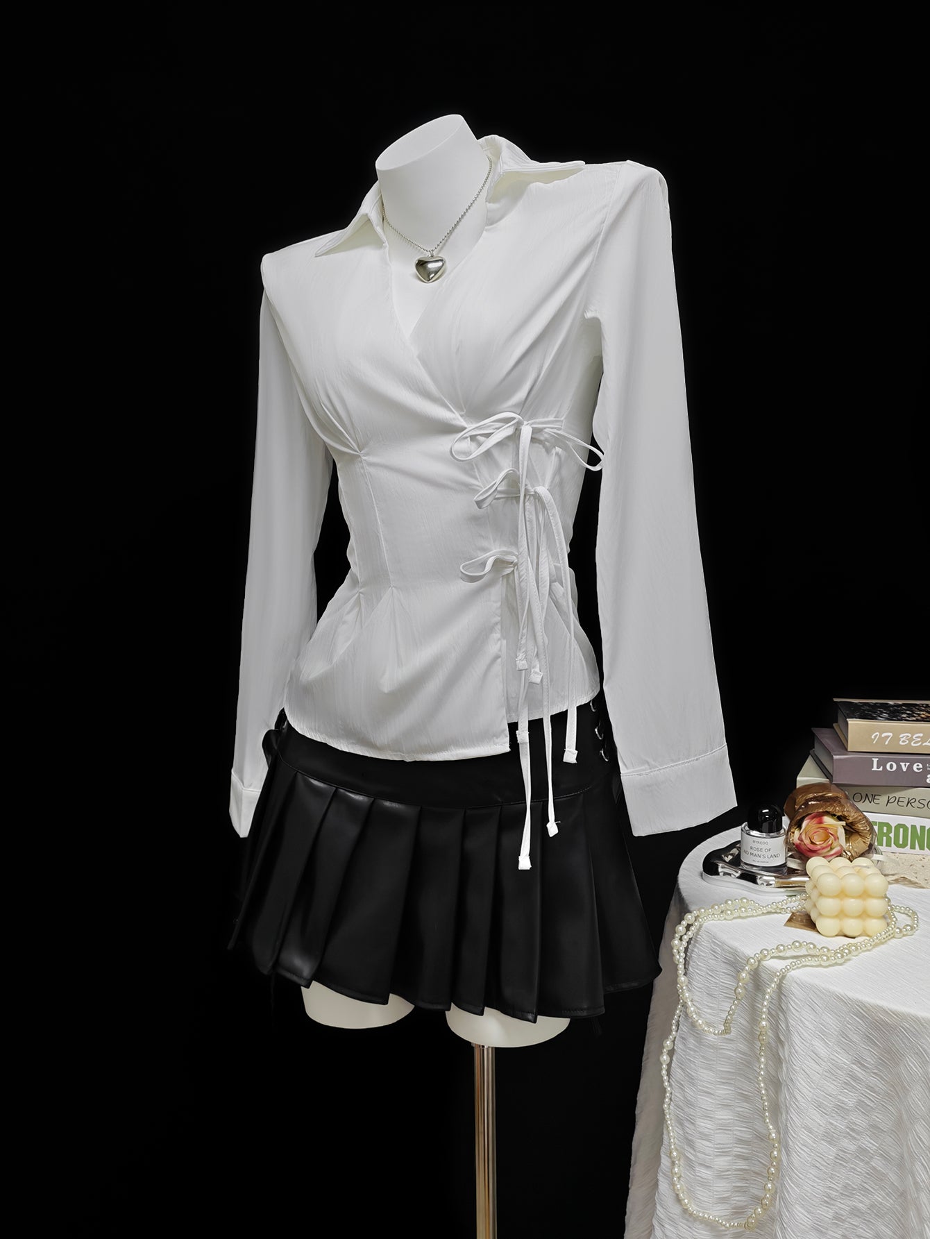 Gothic Lace Up V Neck Shirt