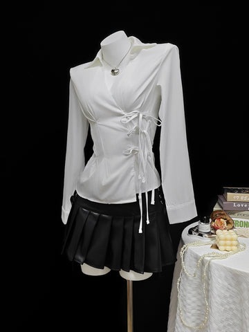 Gothic Lace Up V Neck Shirt