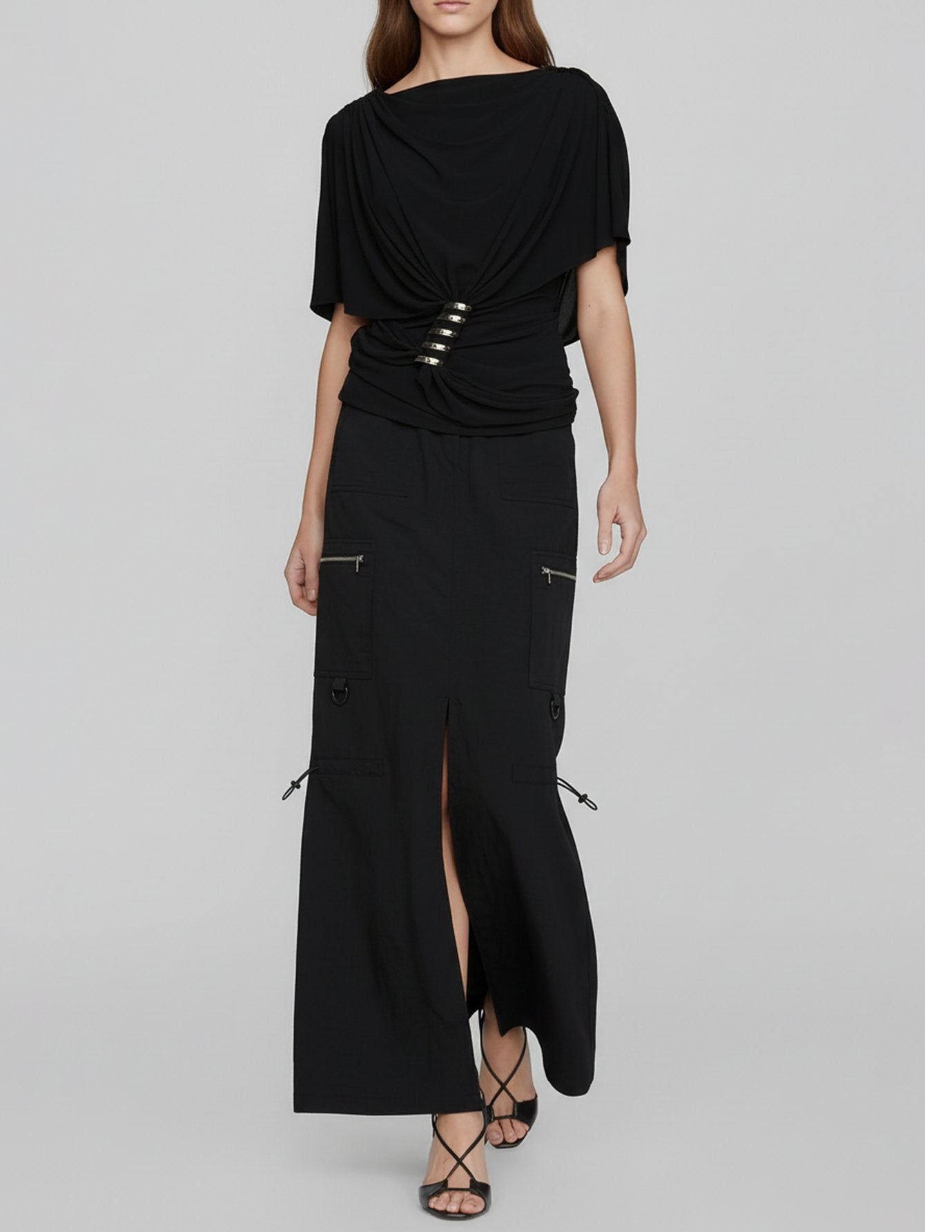 Drawstring Detail Maxi Skirt