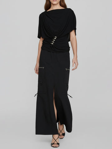 Drawstring Detail Maxi Skirt