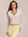 Faux Fur Trim Lace Jacket
