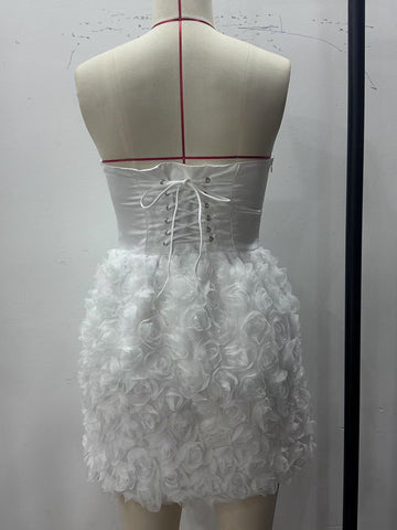 Strapless Rose Applique Corset Dress