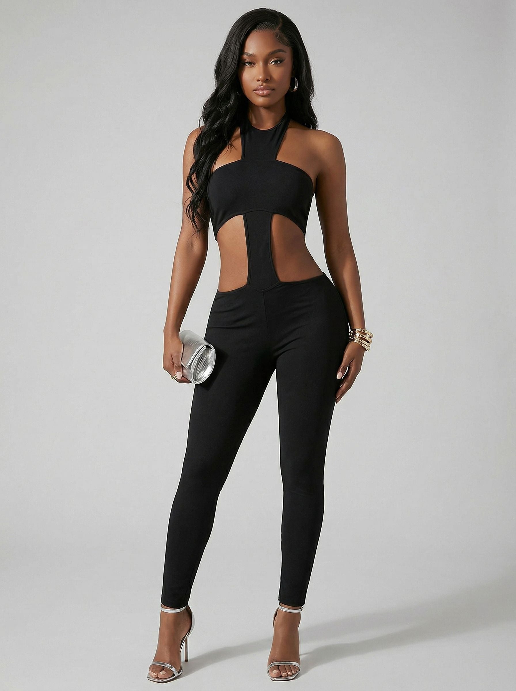 Halter Neck Cutout Sexy Jumpsuit
