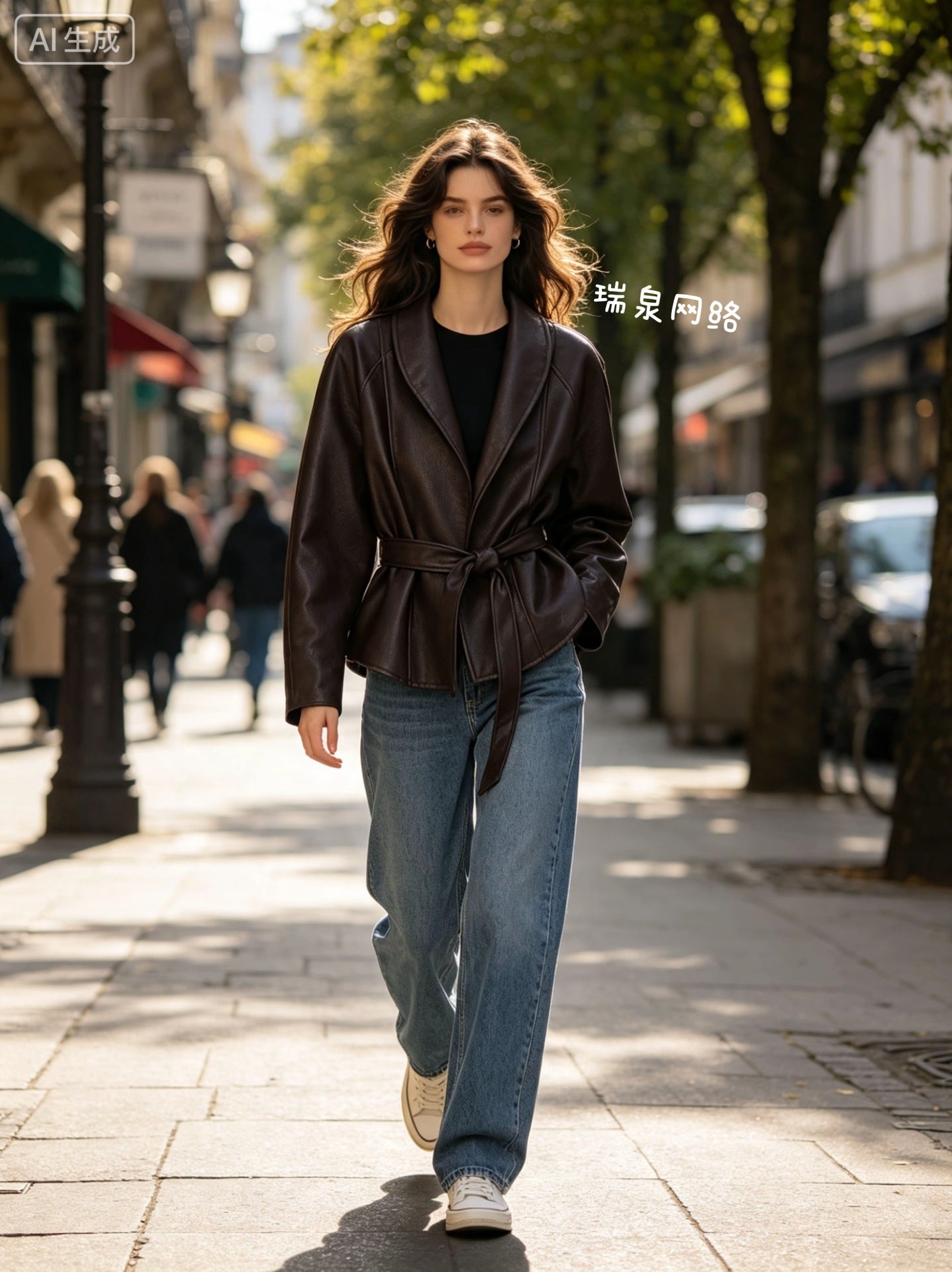 Oversized Belted Faux Leather Jacket