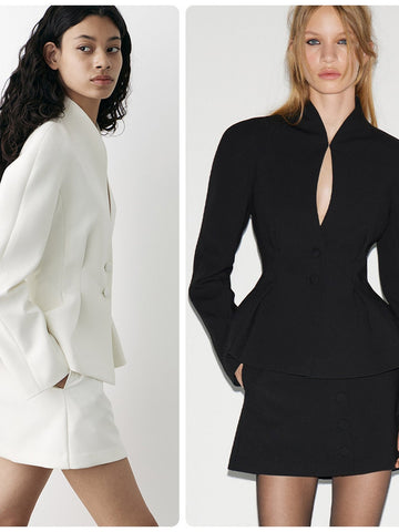 Tailored Peplum Waist Blazer Jacket
