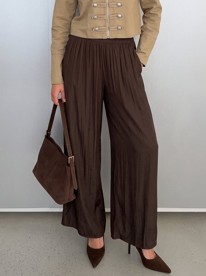 Pleated High Waisted Wide Leg Pants