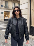 Oversized Faux Leather Bomber Jacket