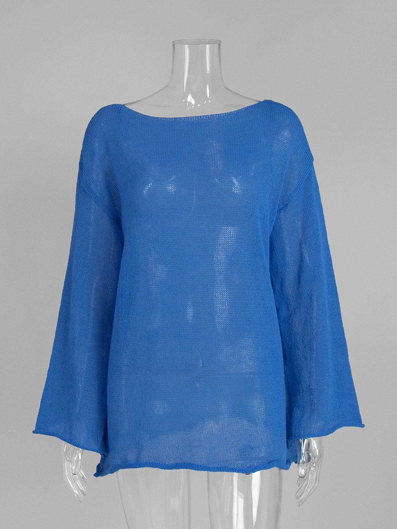 Oversized Lightweight Boat Neck Knit Sweater