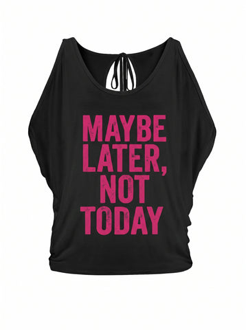 Graphic Cold Shoulder Slogan Tee