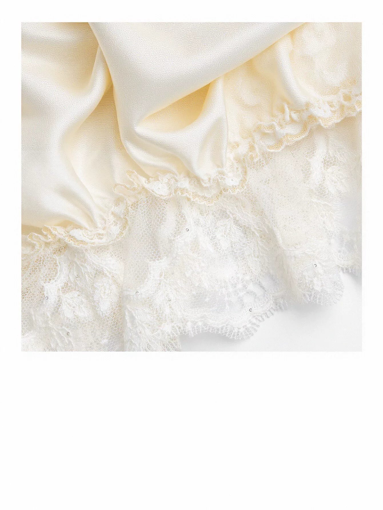 Lace Trim Cropped Satin Blouse