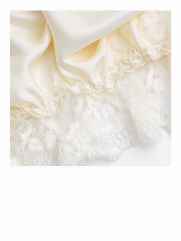 Lace Trim Cropped Satin Blouse