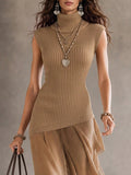 Ribbed Mock Neck Knit Tank Top