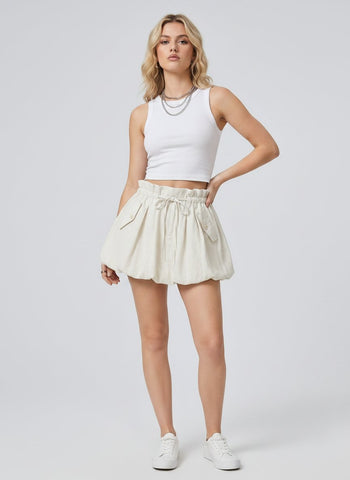 High Waisted Utility Bubble Skirt
