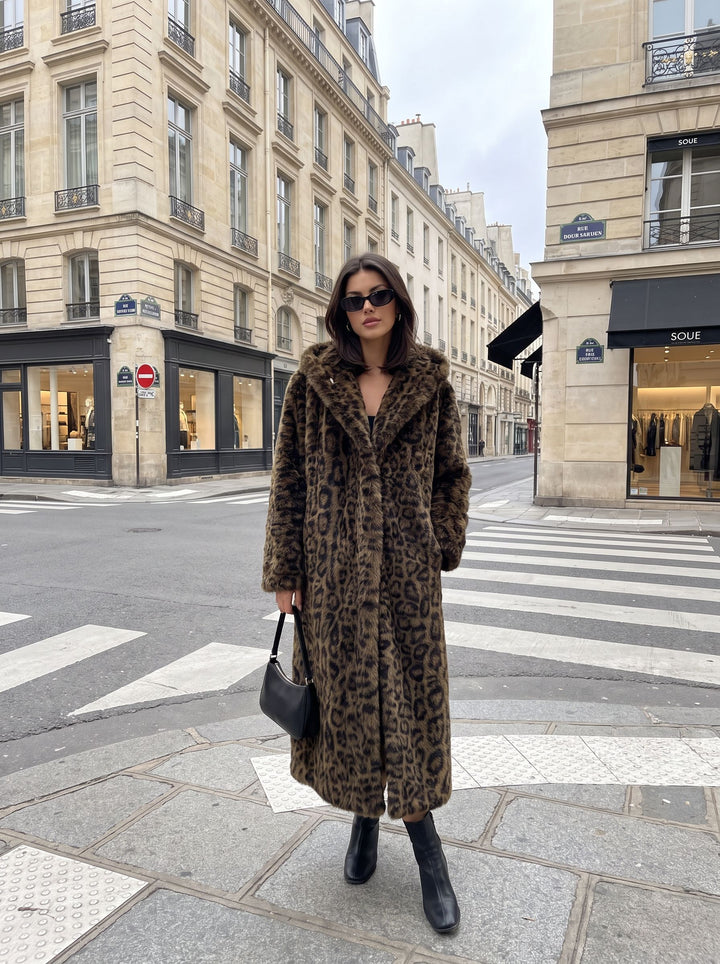 Cozy Leopard Print Faux Fur Coat