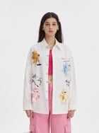Whimsical Teddy Bear Graphic Button Shirt