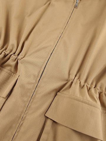 Oversized Contrast Collar Utility Trench Coat