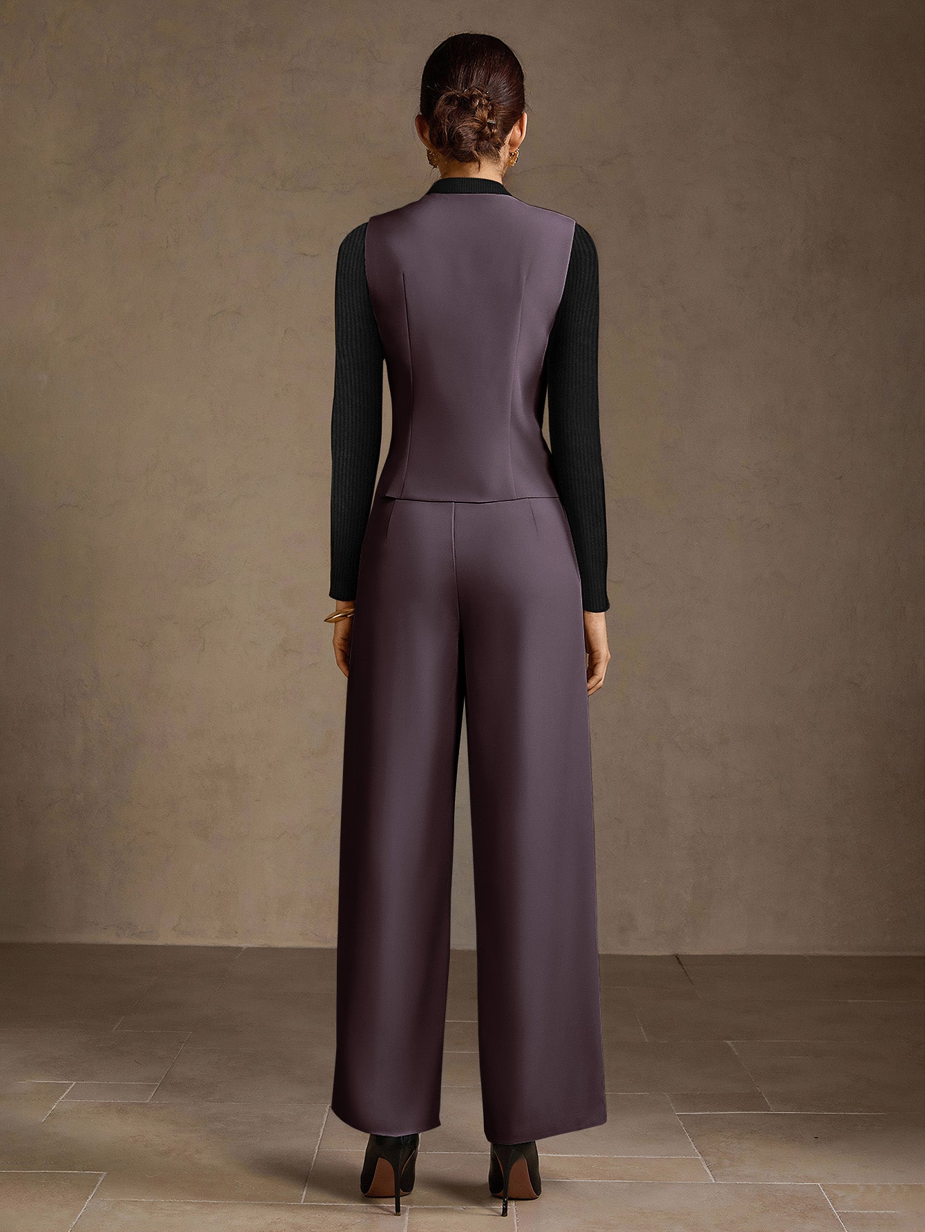 Tailored Vest And Wide Leg Pants Set