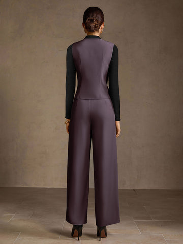 Tailored Vest And Wide Leg Pants Set