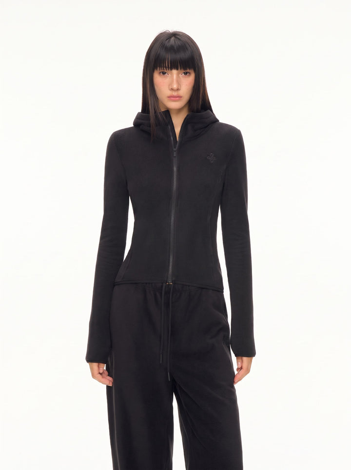 Slim Fit Velour Zip Hoodie