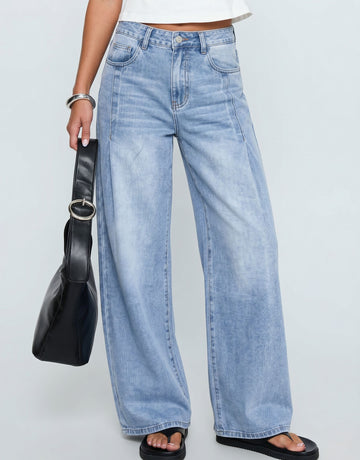 High Rise Seamed Wide Leg Jeans