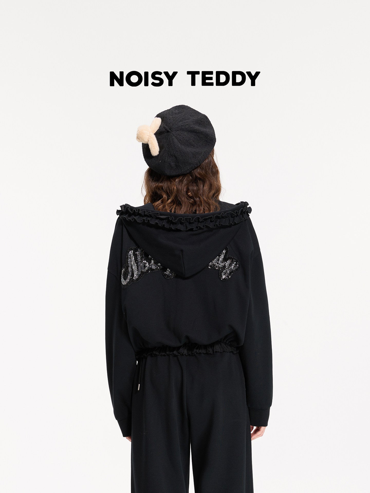 Lace Detail Zip Up Hooded Jacket