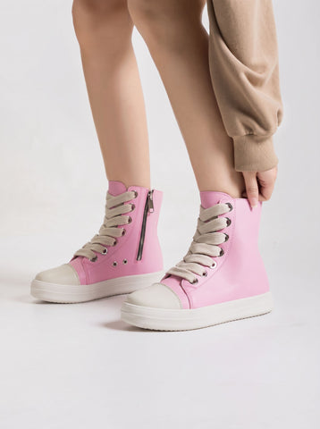Pink High Top Zipper Sweet Sneakers