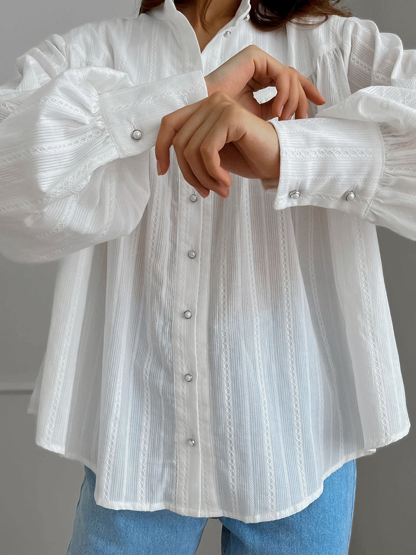 Oversized Textured Button Down Shirt