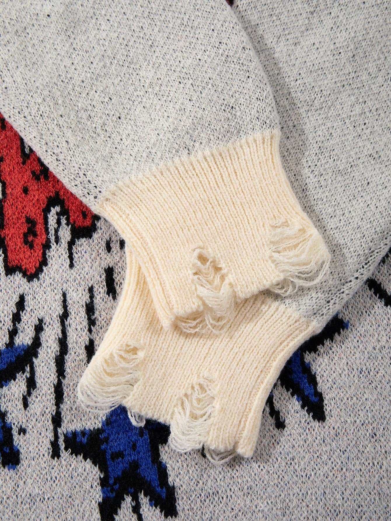 Distressed Graphic Oversized Knit Sweater