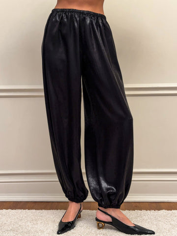 Shimmering High Waisted Cuffed Pants