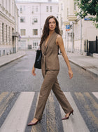 Sleeveless Tie Front Pant Set