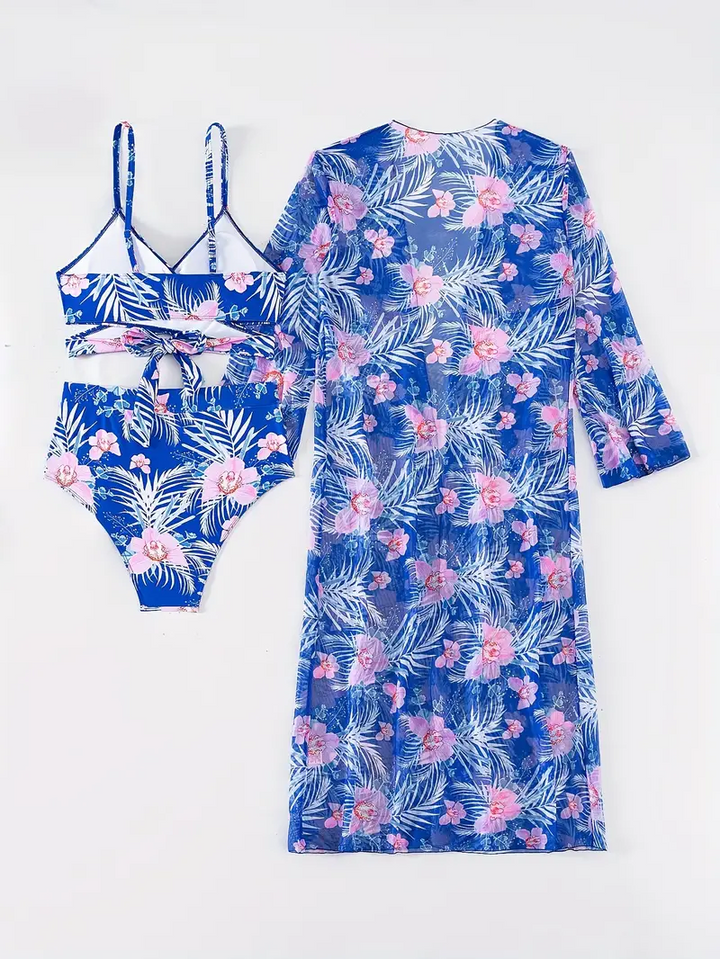 Floral High Waisted 3-Piece Swimwear Sets