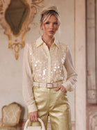 Sequin Embellished Button Down Shirt
